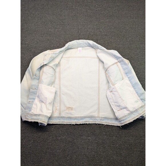 No Boundaries Denim NWT New Jacket Size L Pockets Button Up Collar Light Wash - Picture 3 of 8